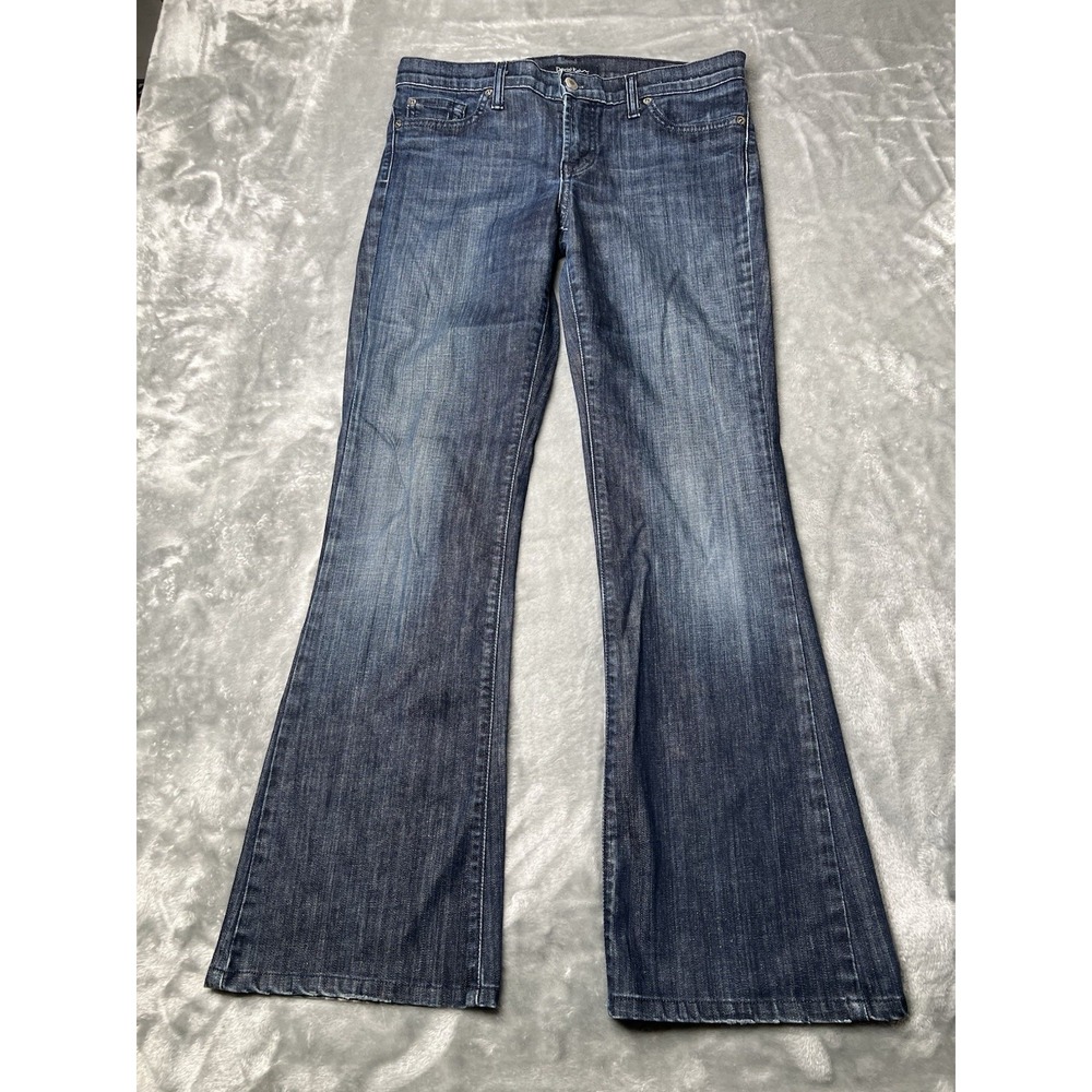 David Kahn Jeans Women Size 29 Blue Flare Mid Rise Denim USA Made Y2K